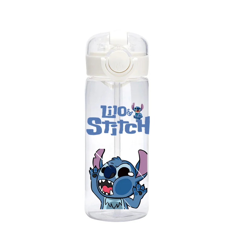 Disney-Tasse à eau en plastique CAN O & Stitch pour enfants, paille de grande capacité, dessin animé Stitch, verre à eau, garçon, étudiant, bouteille, cadeaux de normalisation