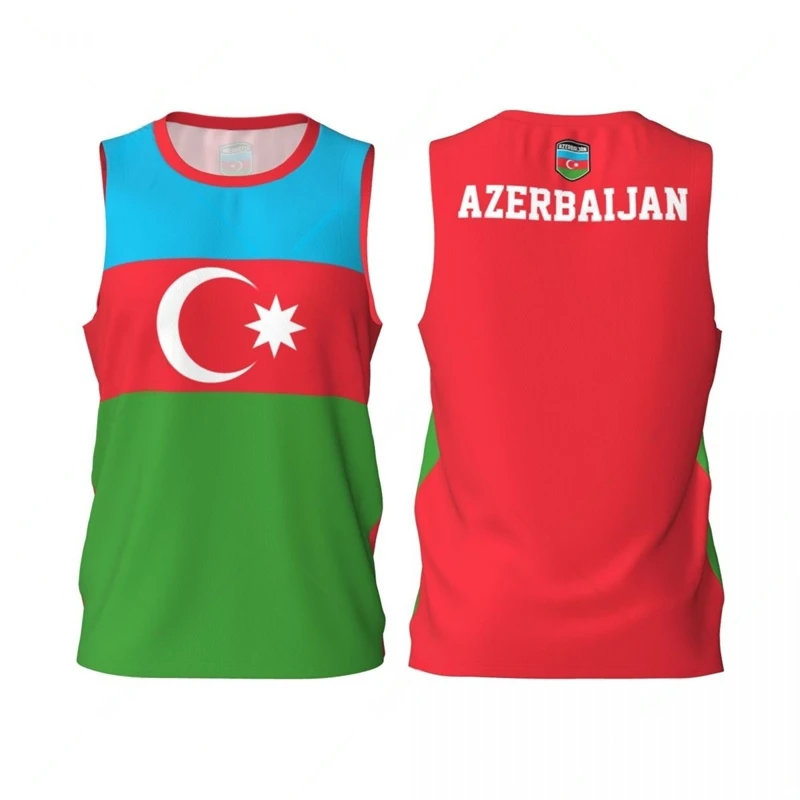 Azerbaijan Flag Basketball Jersey Fashion Casual 3D National Emblem Printed Sports T Shirt Loose Quick Dry Breathable Tees Tops