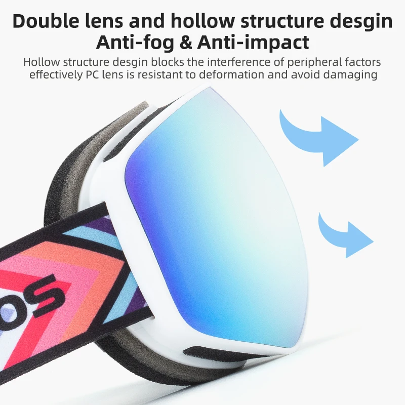 ROCKBROS Ski Goggles Adult Child Skiing Snowboarding Goggles Eyewear Glasses Anti-fog Ski Windproof Adjustable Snow Glasses