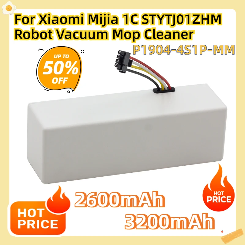 

For Xiaomi Mijia 1C STYTJ01ZHM Robot Vacuum Mop Cleaner Accessories Parts NEW 14.4V 2600mah P1904-4S1P-MM Battery