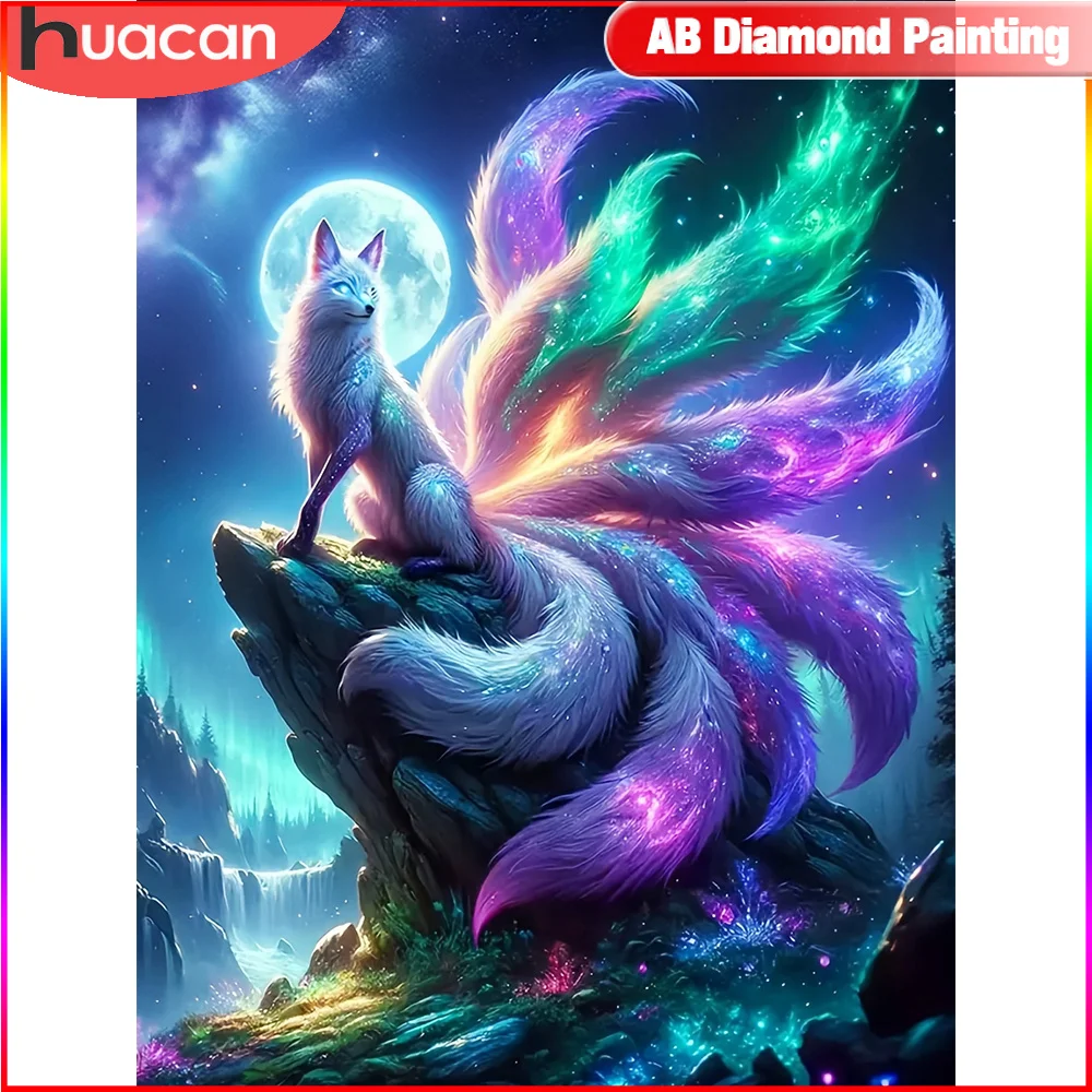 Huacan Cartoon Diamant Malerei komplette Kit Mädchen Wolf volle quadratische runde Mosaik Blume 5d DIY Wohnkultur