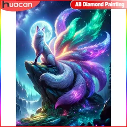 HUACAN Diamond Mosaic Fox Painting Animal Wall Stickers 5D DIY Embroidery Cross Stitch Complete Kit New Arrival House Decor