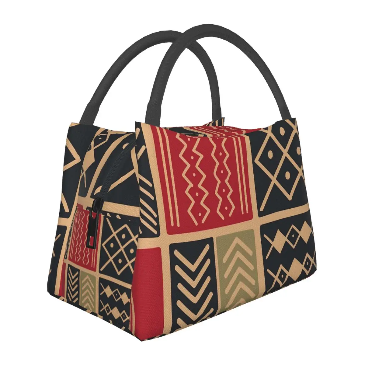 African Ethnic Lunch Bag Patchwork Print Outdoor Picnic Lunch Box For Adult Graphic Design Tote Food Bags Oxford Cooler Bag