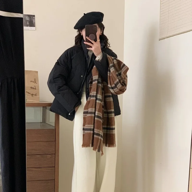 Women's Models Fall Winter Coat Coat Down Jacket White Duck Down Collar Short Paragraph Thickened Warm Comfortable New Versatile