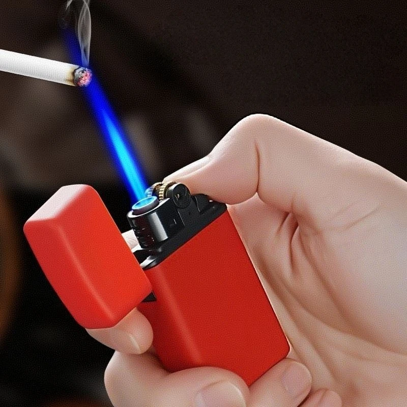 

Black Windproof Inflatable Grinding Wheel Lighter Blue Flame Butane Lighter Cigarette Accessories Custom Wholesale Men Gfits