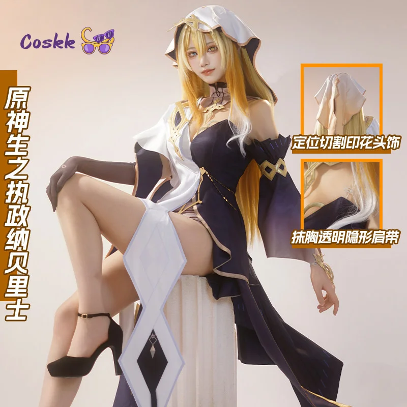 

New Genshin Impact Naberius Cosplay Costume Cos Game Uniform Sexy Dress Halloween Carnival Christmas Party Role Play Clothes
