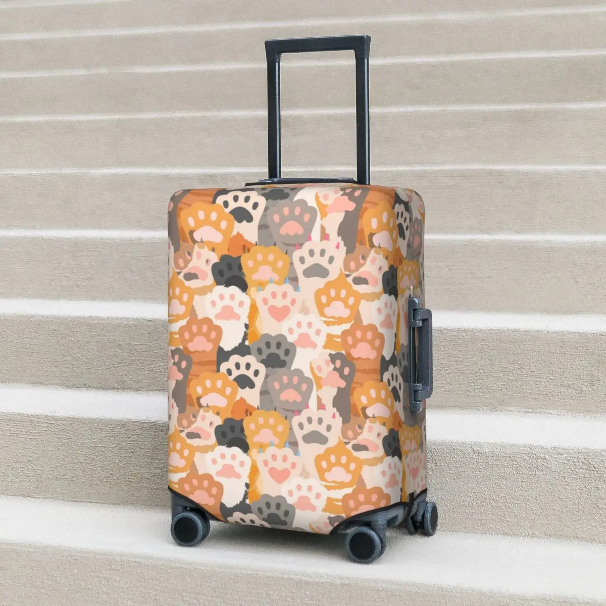 

Colorful Dog Paw Print Suitcase Cover Cartoon Strectch Cruise Trip Protector Luggage Accesories Flight Xmas Gift