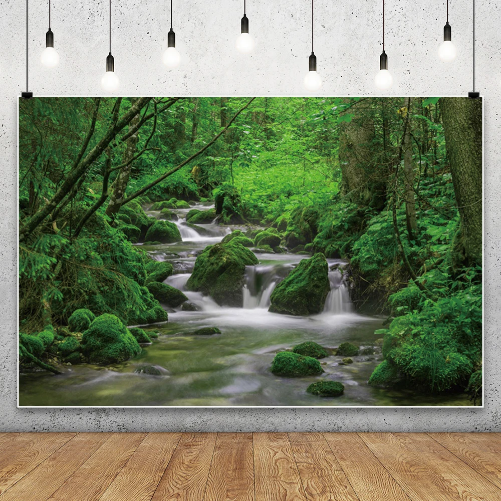 Spring Landscape Forest Waterfall Backdrop for Photography Nature View River Room Decor Background Portrait Photohraphic Props