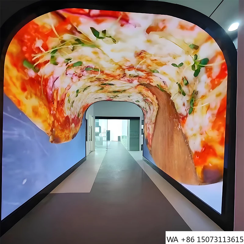 Painel LED flexível P2 interno - Tela curvada dobrável para salas de exposição e túneis