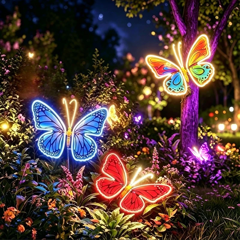 

Colorful LED Moving Butterfly Dynamic Fluttering Butterflies Wedding Decor Christmas Outdoor Garden Holiday Decoration Light