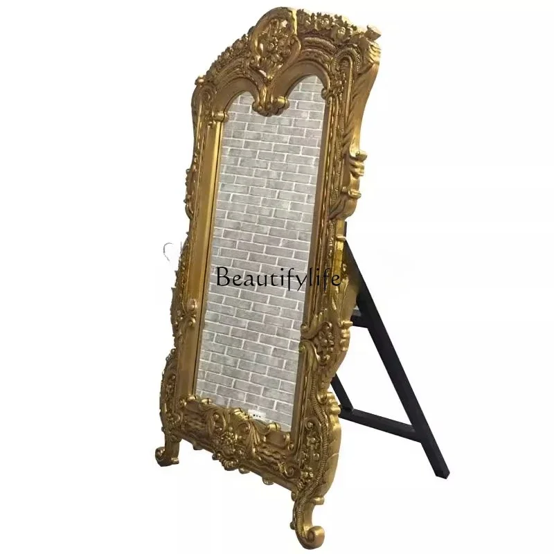 

ld25 European high-end carved dressing fitting mirror floor-to-wall full-body mirror