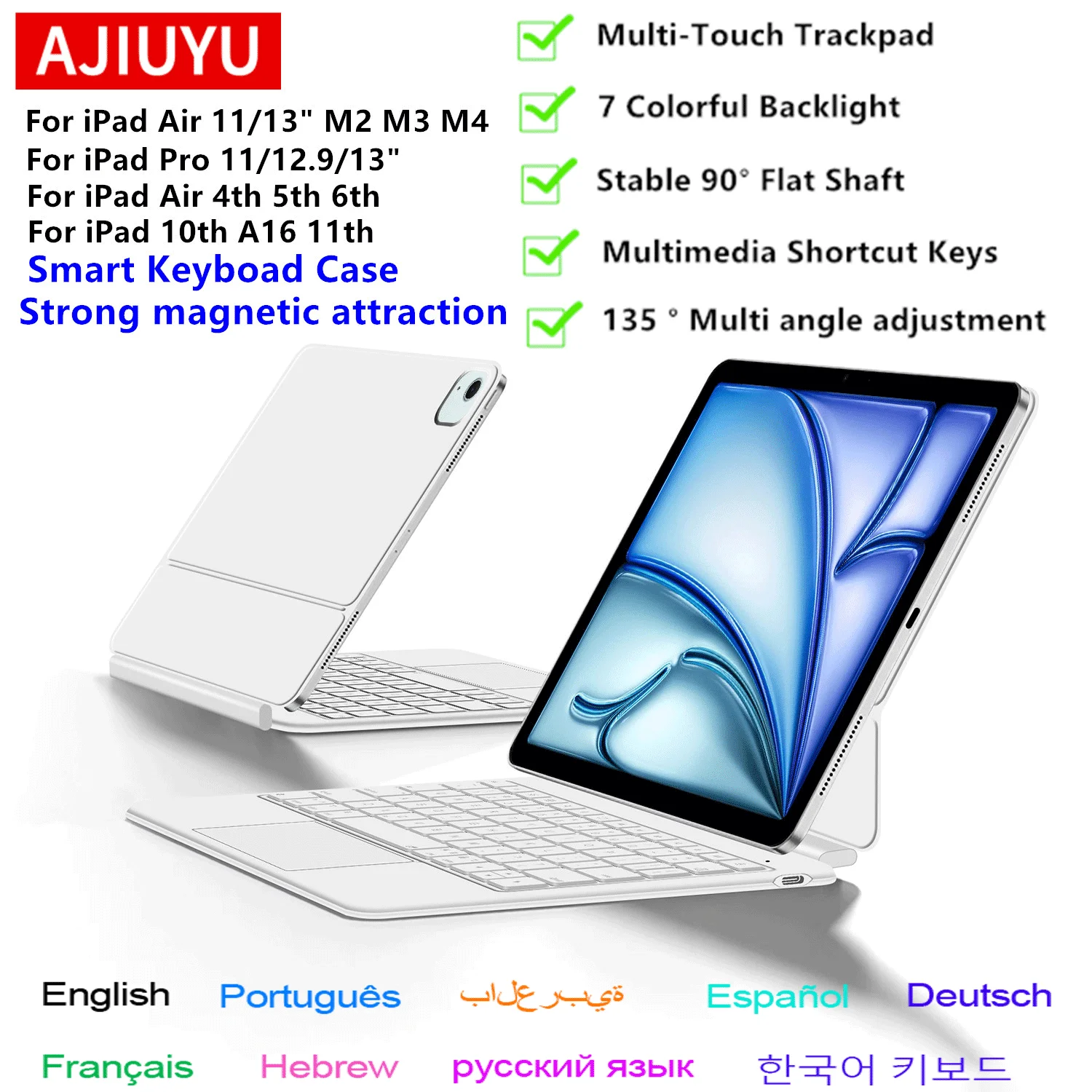 2026 New Magic Keyboard for iPad Air 11 13 inch M2 M3 M4 Pro 11 12.9 Pro 13'' A16 Magnetic Case Smart Multi-Touch TrackPad Cover