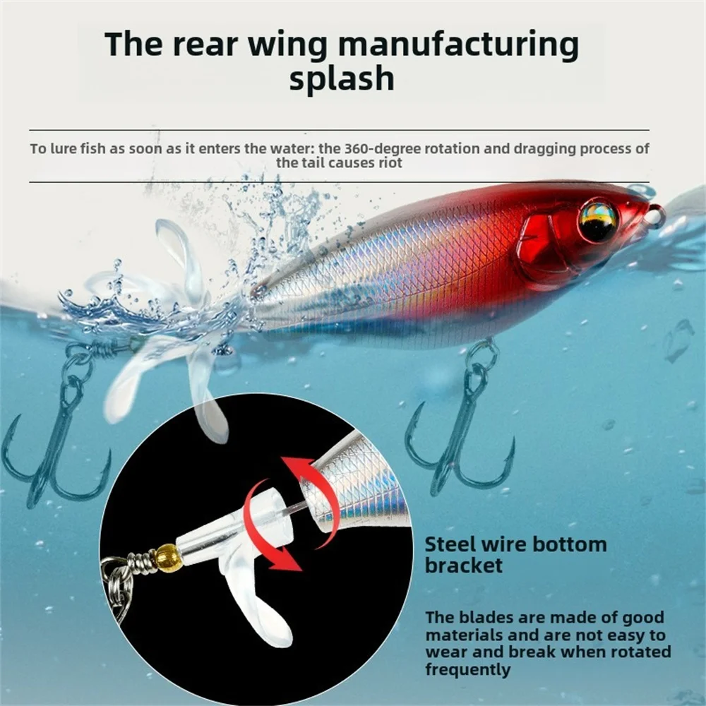 5 قطعة لوا الطعم وهمية الطعوم العائمة الجرارات السطح العلاقات القلي قلم رصاص مراوح المياه العذبة الصيد Warble باس Blackfish إغراء #5