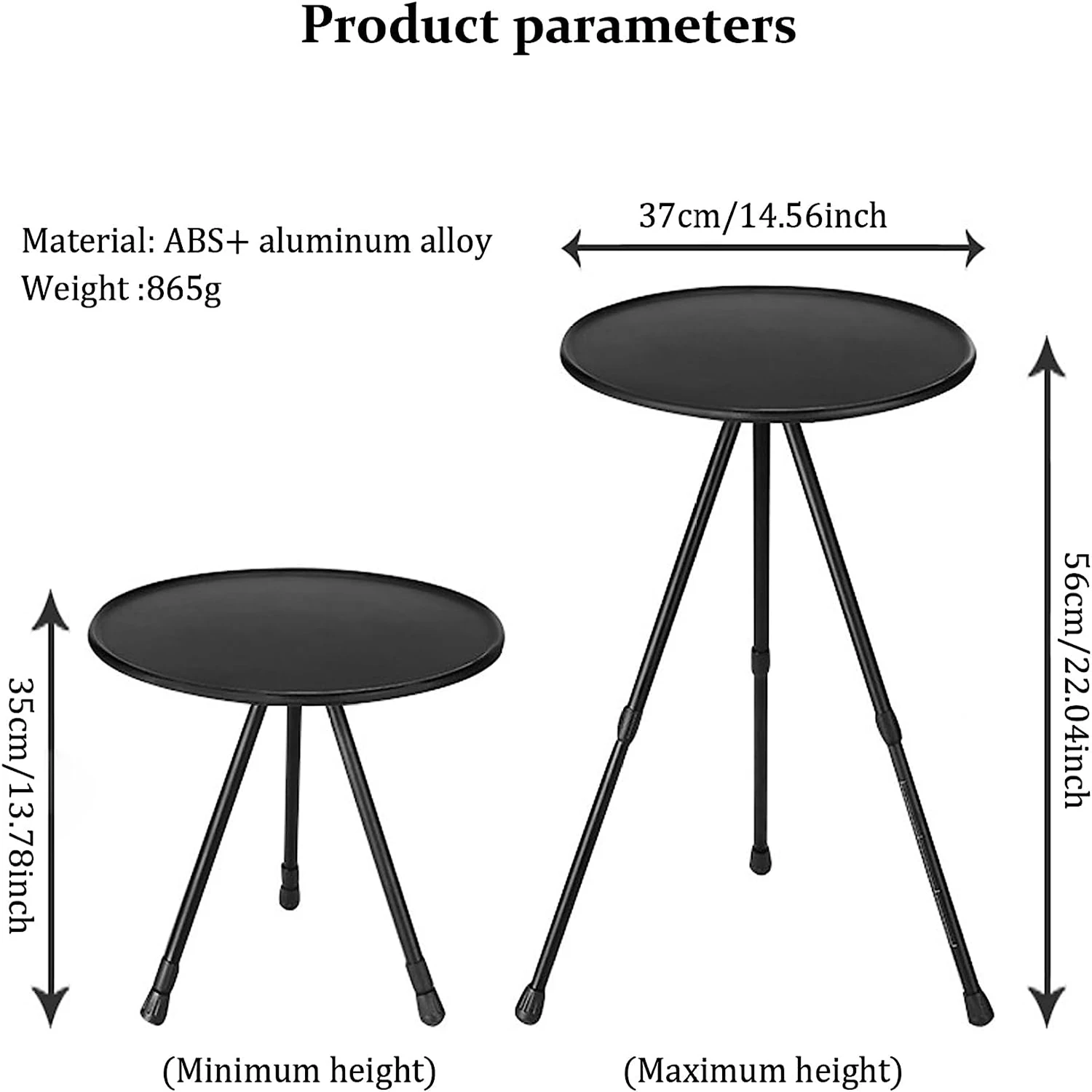 Folding Round Table Portable Telescopic Outdoor Three-legged Dining Table Aluminum Alloy Coffee Hike Picnic Liftable