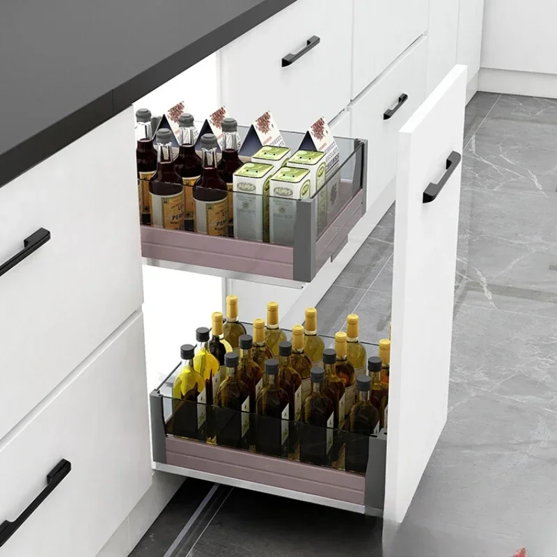 

Seasoning racks, baskets, cabinets, kitchen cabinets, dishes, drawers, damped door openings, stainless steel, double blue