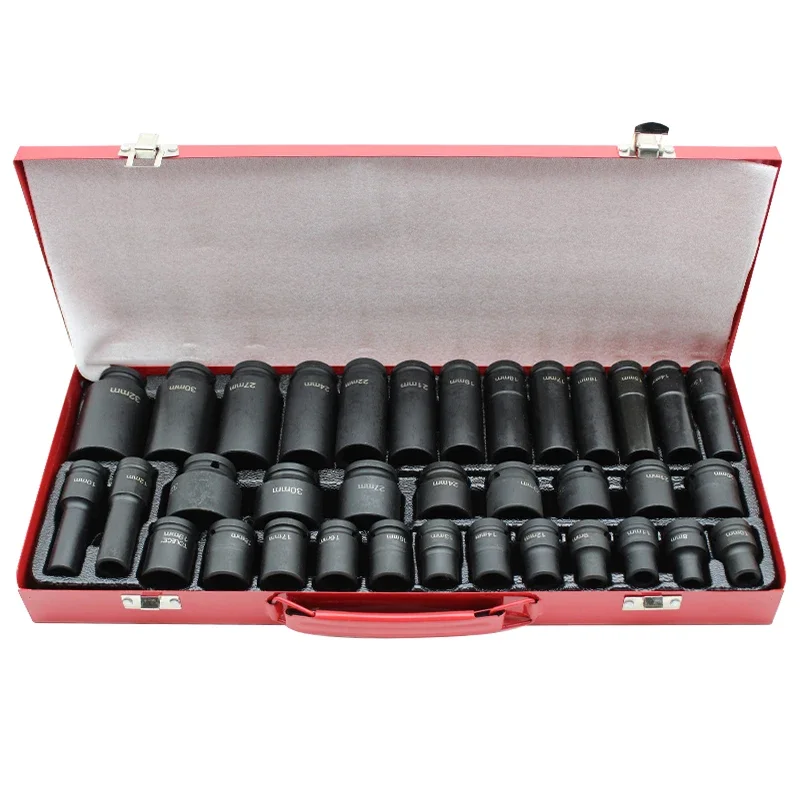 1/2 Inch Drive 35Pcs Deep Impact Socket Set 8-32mm Metric Socket Head With Storage Case Auto Repair Workshop Hand Tool Kit