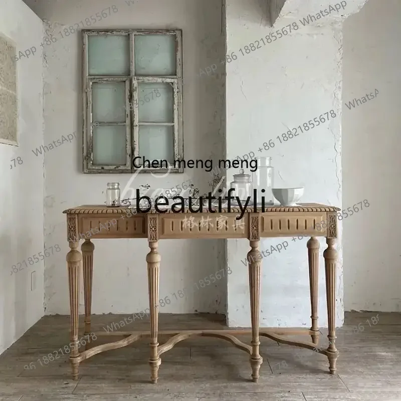 French retro solid wood entrance table/American light luxury entrance table, decorative cabinet/partition6220