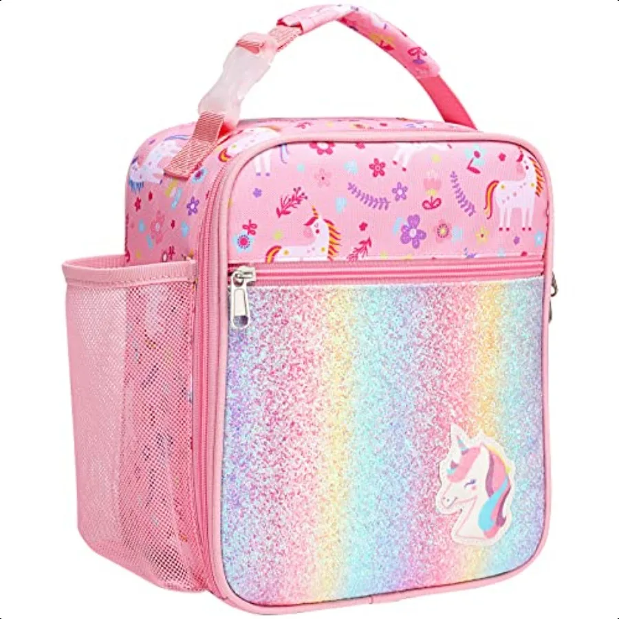 

Lunch Box Girls Insulated Lunch Bag for Girls Portable Reusable Toddler Lunch Cooler Bag for School Waterresistant LiningGlitte