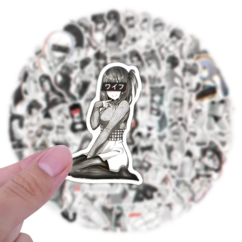 

55/110PCS Black White Sexy Girl Hentai Waifu Anime Graffiti Decoration Sticker Personalized Creative DIY Computer Desktop
