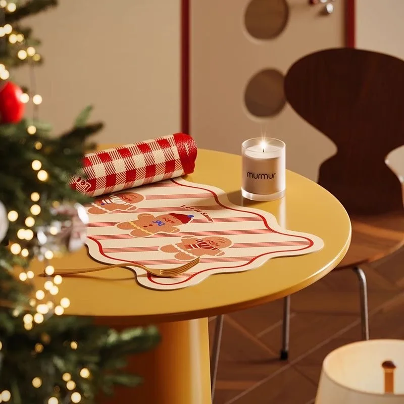 السنة الجديدة وعيد الميلاد الزنجبيل رجل الدانتيل التباين اللون تحديد الموقع سطح المكتب البلاستيكية معزول للماء والزيت السلطانية حصيرة