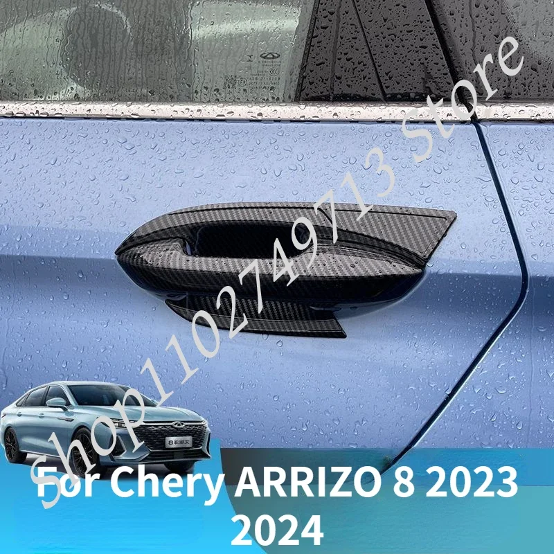 Car Styling ABS Piano Black Door Handle Bowl Door handle Protective covering Cover Trim For Chery ARRIZO 8 2023 2024