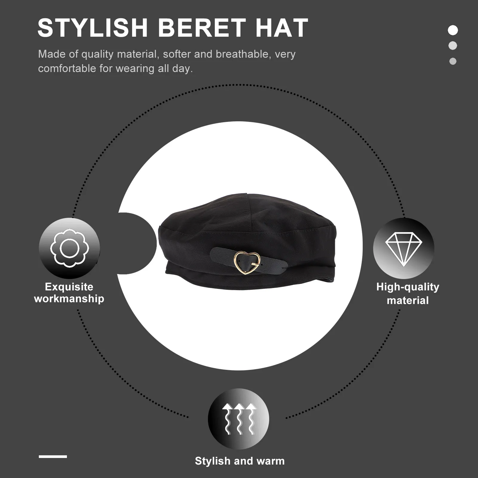 Elegant Vintage Beret Hat for Women Soft Comfortable Material Long-Lasting Wear Party Travel Shopping Dating Banquet Daily Use