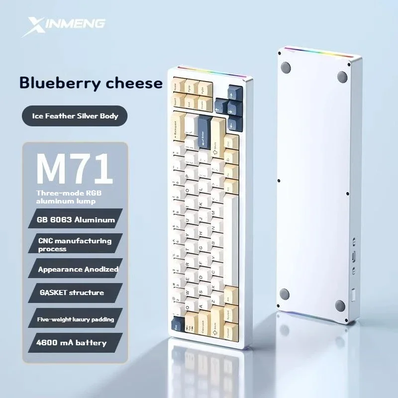 

Xinmeng M71 Keyboard Tri Mode Bluetooth 2.4g Wired Rgb Backlit Mechanical Keyboard Hotswap E-Sports Gamer Accessory For Pc Gifts