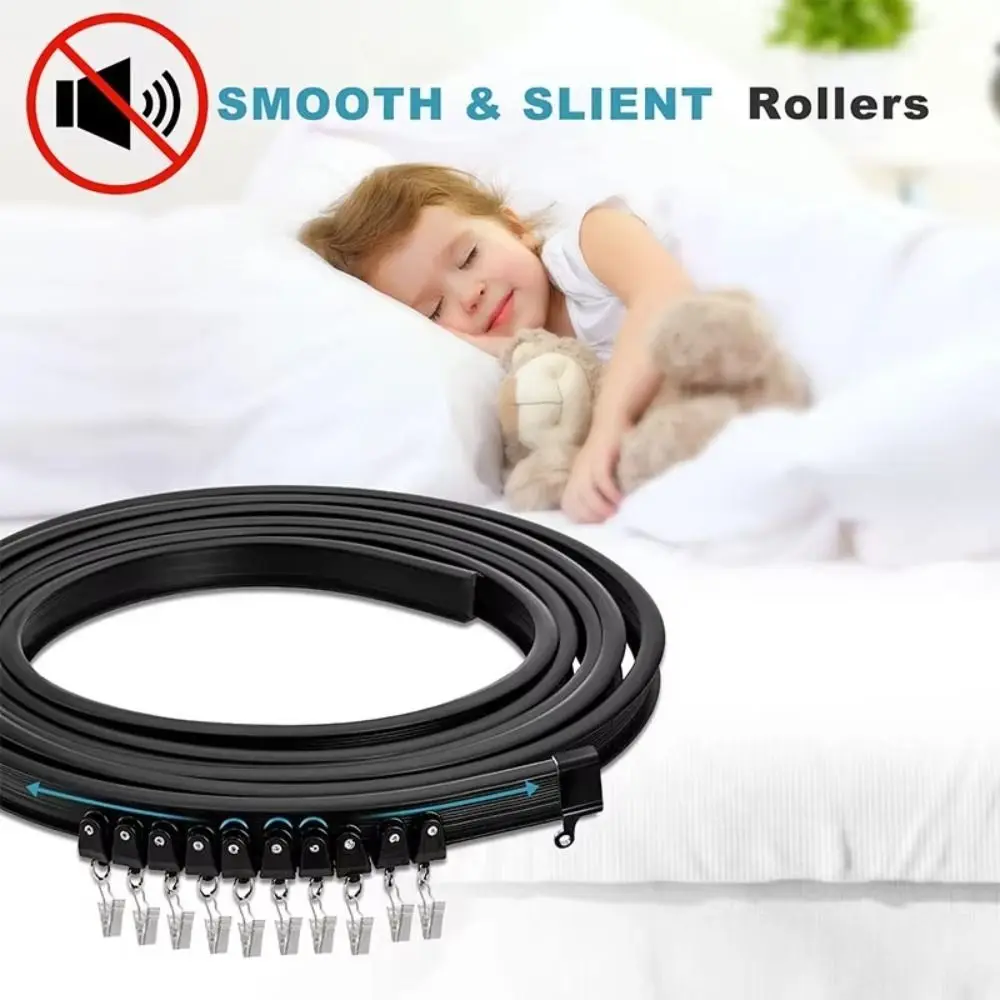 Easy to Install 2/3m Curtain Track Flexible Bendable U-shaped Curtain Slide Curtain Rail Ceiling Wall Mount
