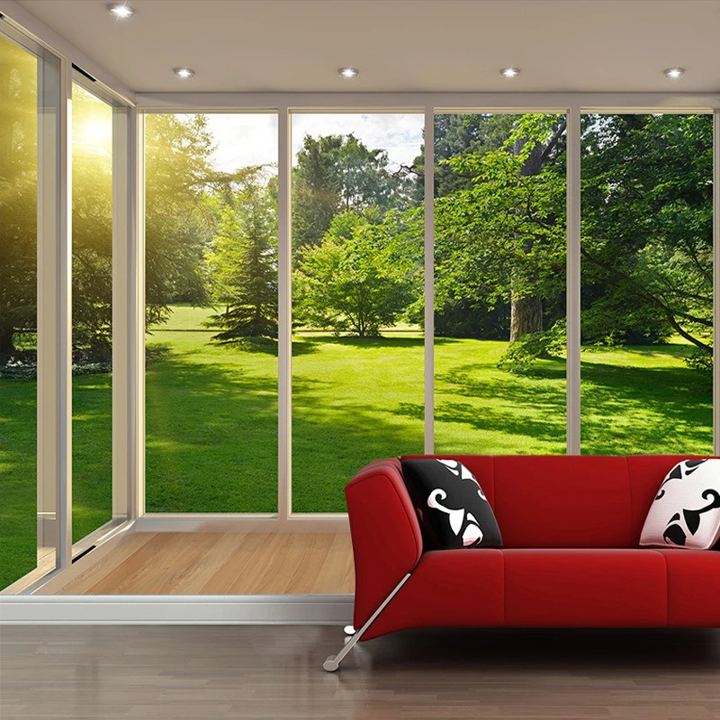 

Custom Mural Wallpaper 3D Stereo Space European Balcony Forest Lawn Landscape Non-woven Living Room Background Backdrop