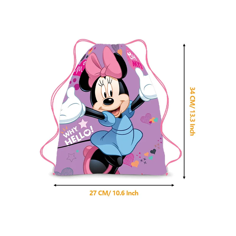 Disney-mochila con cordón para niños, Bolsa Escolar de dibujos animados de Mickey, Minnie, regalo de cumpleaños para niños