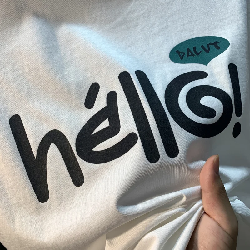 Camiseta de manga corta para hombre, camiseta de media manga con estampado de letras holgadas, fina, transpirable y cómoda, de verano