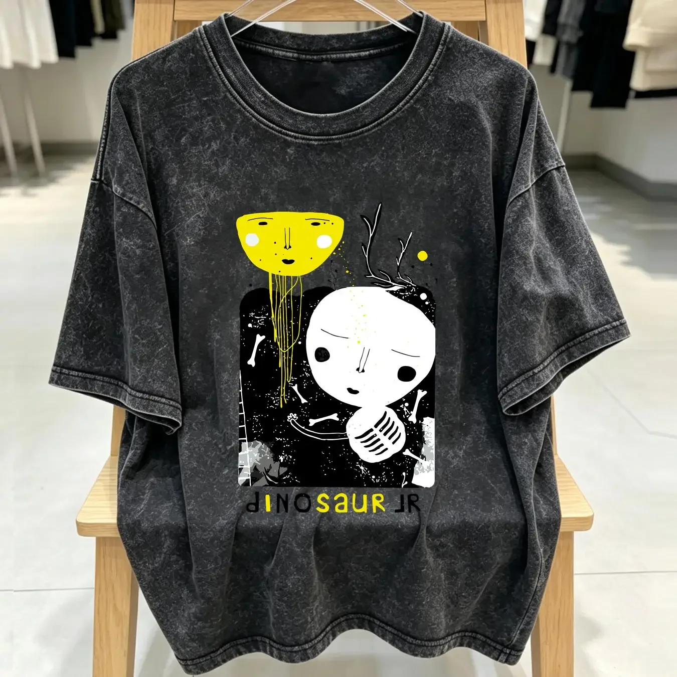 washed T Shirt Dinosaur Jr BAND Indie Punk Rock White tee Q1054 vintage Washed Top For Everyday Wear Unisex Stylish Comfortable