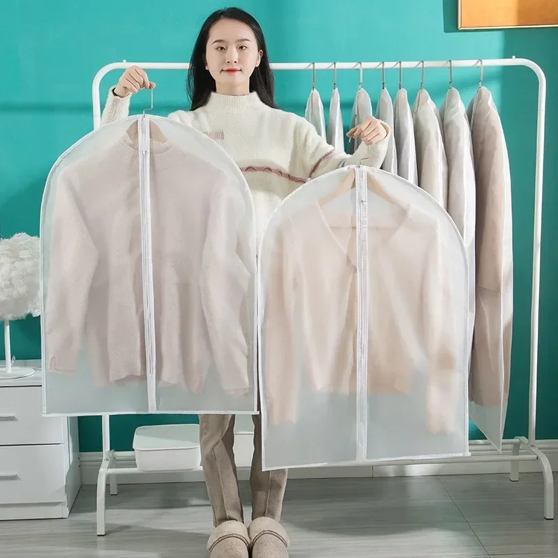 Engrossado reutilizável lavável transparente roupas capa de poeira terno casaco armazenamento saco guarda-roupa pendurado organizadores de roupas