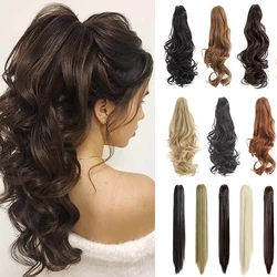 SHANGZI claw clip on ponytail Long curly hair extension synthetic ponytail for women pony tail hair extension hairpiece