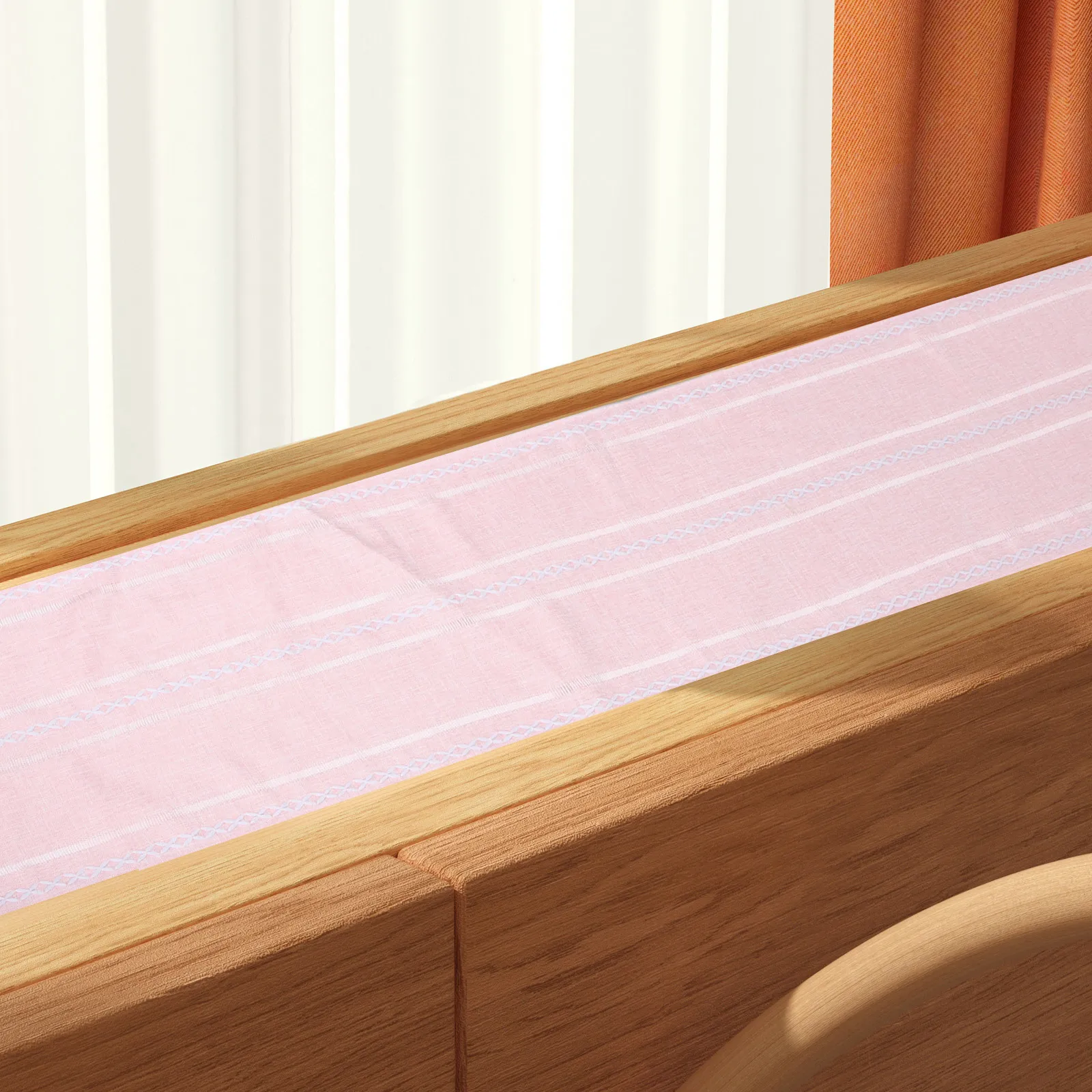 

Boho Runner Pink Fade Resistant Wrinkle Free Non Slip Lace Tassels Dining Cover Decor Dresser Runners Linen Table Cloth