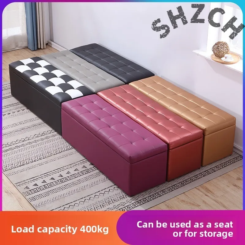 Rectangular Upholstered Storage Stool for Living Room, Bedroom, Entryway – Compact Bench with Lift-Top Lid