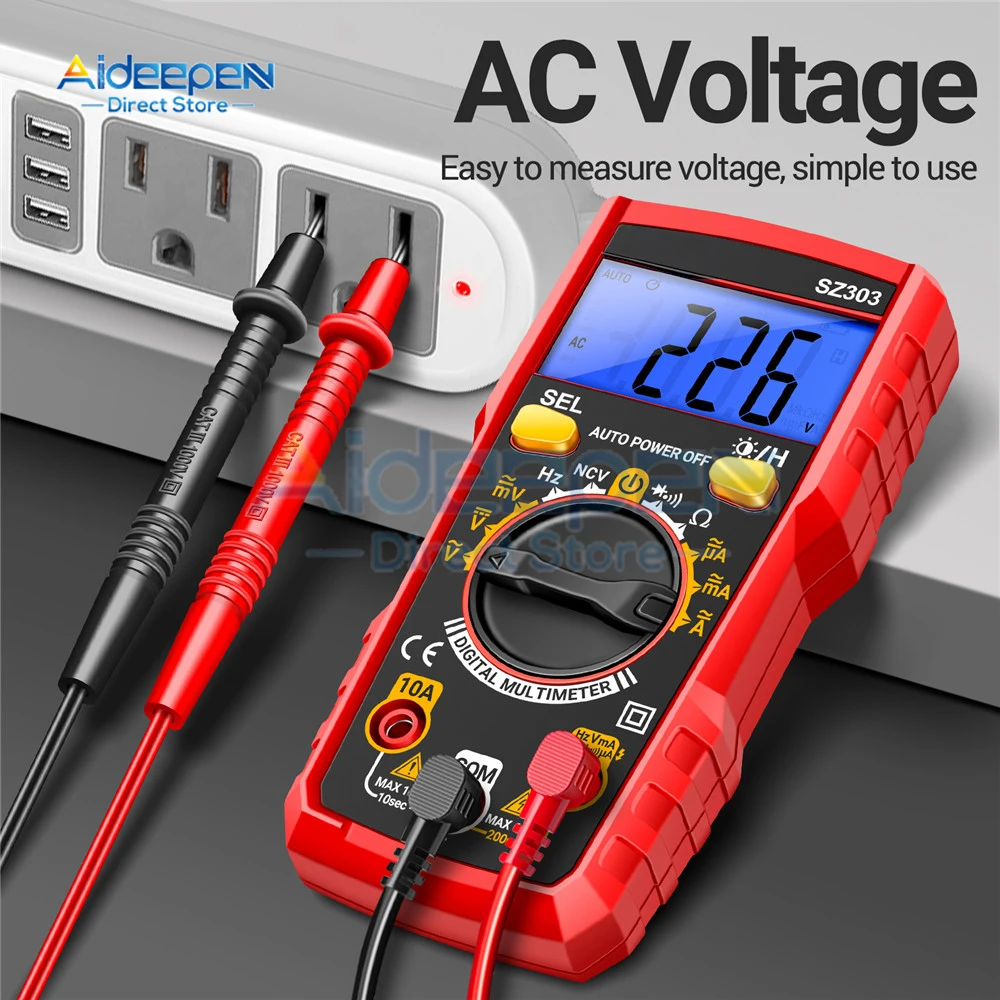 SZ303 High Precision Professional Multimeter 1999 Count Digital AC/DC Voltage Current Resistance Electrical Tester Tools