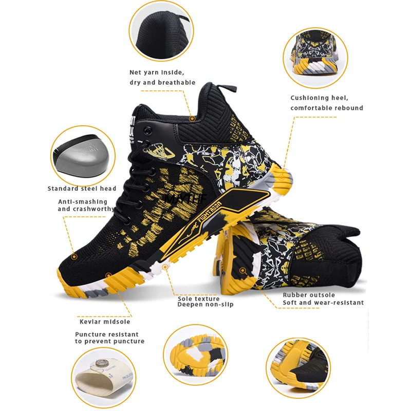 Large size 50 Work Safety Boots Steel Toe Cap Men Boots Protection Shoes Puncture-Proof Indestructible shoes Work Boots Security - view 4