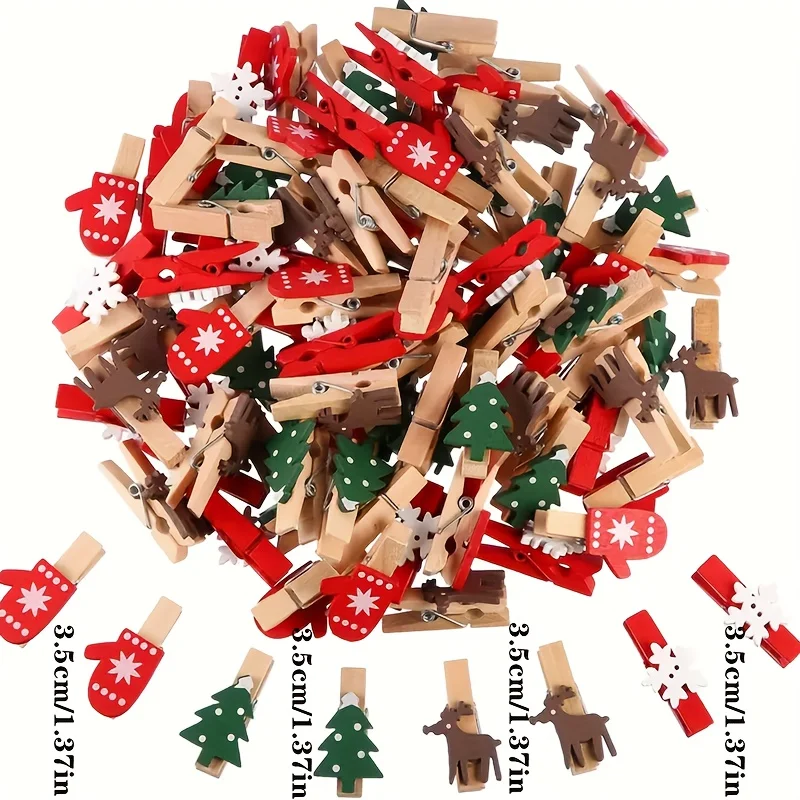 10/30/50 Stücke Weihnachten Neujahr Party Dekor Holz Clip Foto Wand Clip DIY Weihnachtsdekorationen zum Dekorieren des Weihnachtsbaums
