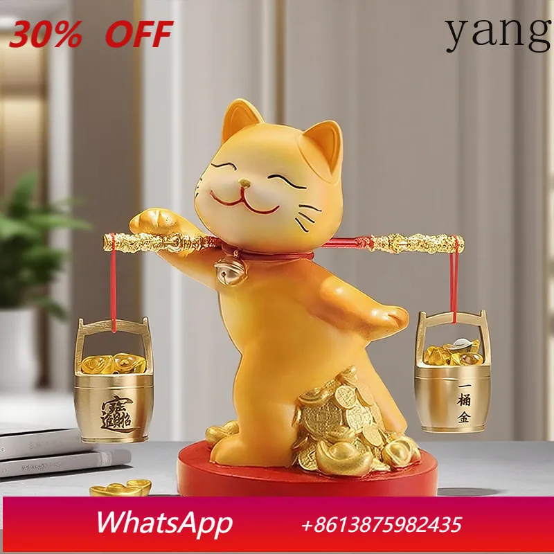 cx new Chinese style bucket of gold lucky cat ornament housewarming opening gift