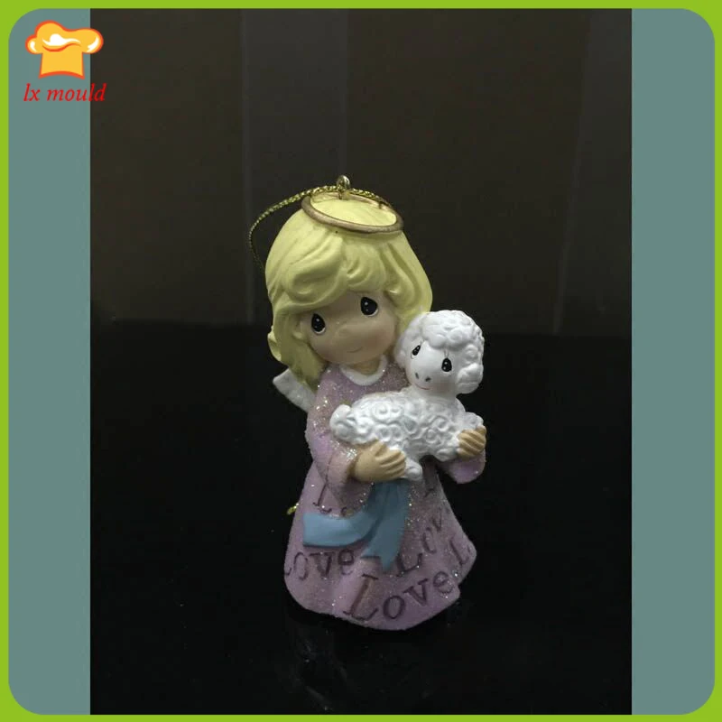 

3D Shepherd Girl Silicone Molds Religious Home Christmas Angel Doll Candle Gypsum Resin Chocolate Ornament Cake Baking Mould