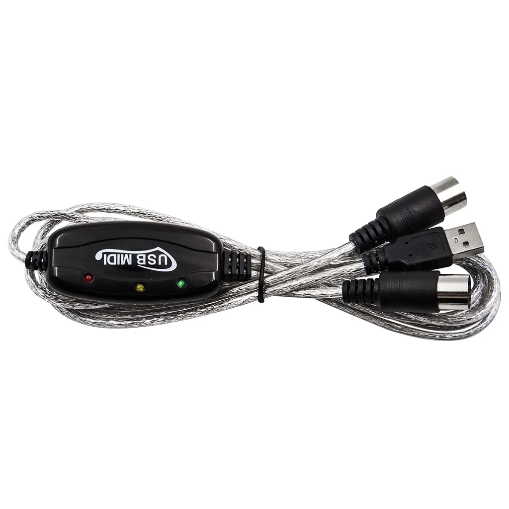 NUOVO cavo adattatore USB MIDI, USB tipo A maschio a MIDI Din 5 pin interfaccia cavo in-out con indicatore LED per tastiera musicale