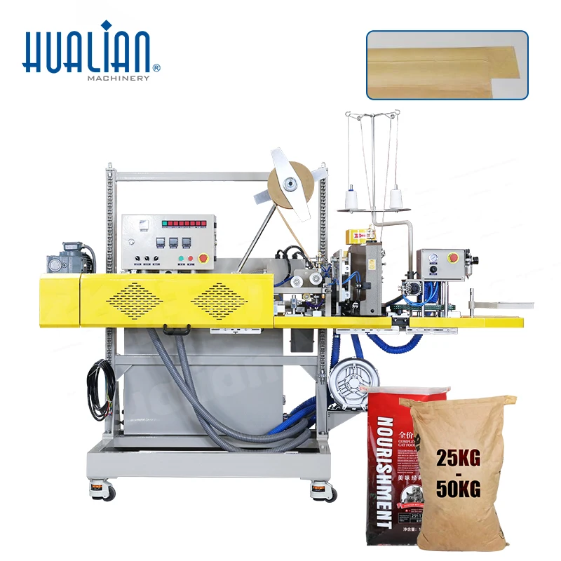 Hualian FBK-13DC ماكينة الختم الصناعية الأوتوماتيكية ماكينة تعبئة وخياطة الأكياس المستمرة للحقيبة الثقيلة 25 كجم