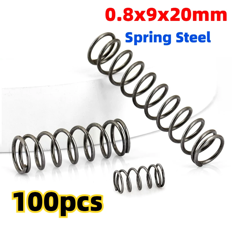 100pcs/Lot Wire Diameter 0.8mm Micro Small Compression Spring Outer Diameter 9mm Length 20mm