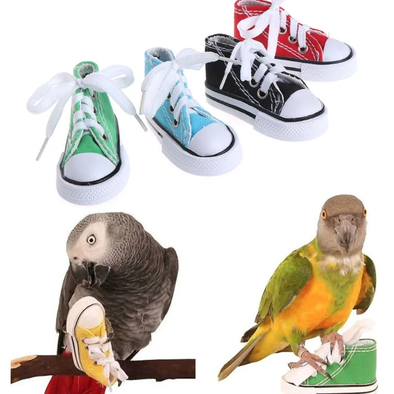 Bird Parrot Play Toys Birds Toys Mini Canvas Shoes Bite Decoration Hanging Cage Fun Craft Parrot Accessories Pet Items