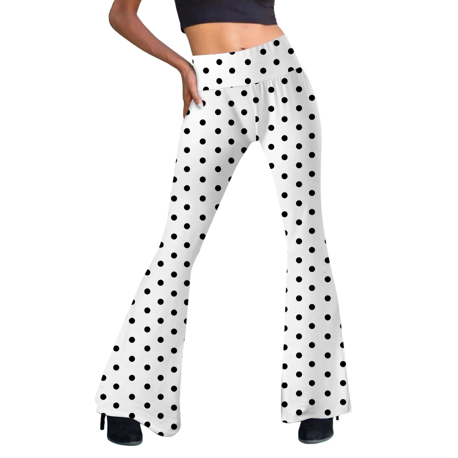 

Womens Pants Polka Dot Print Casual Wide Leg Pants High Waist Loose Summer Trousers Streetwear Vintage Mujer Pantalones 4