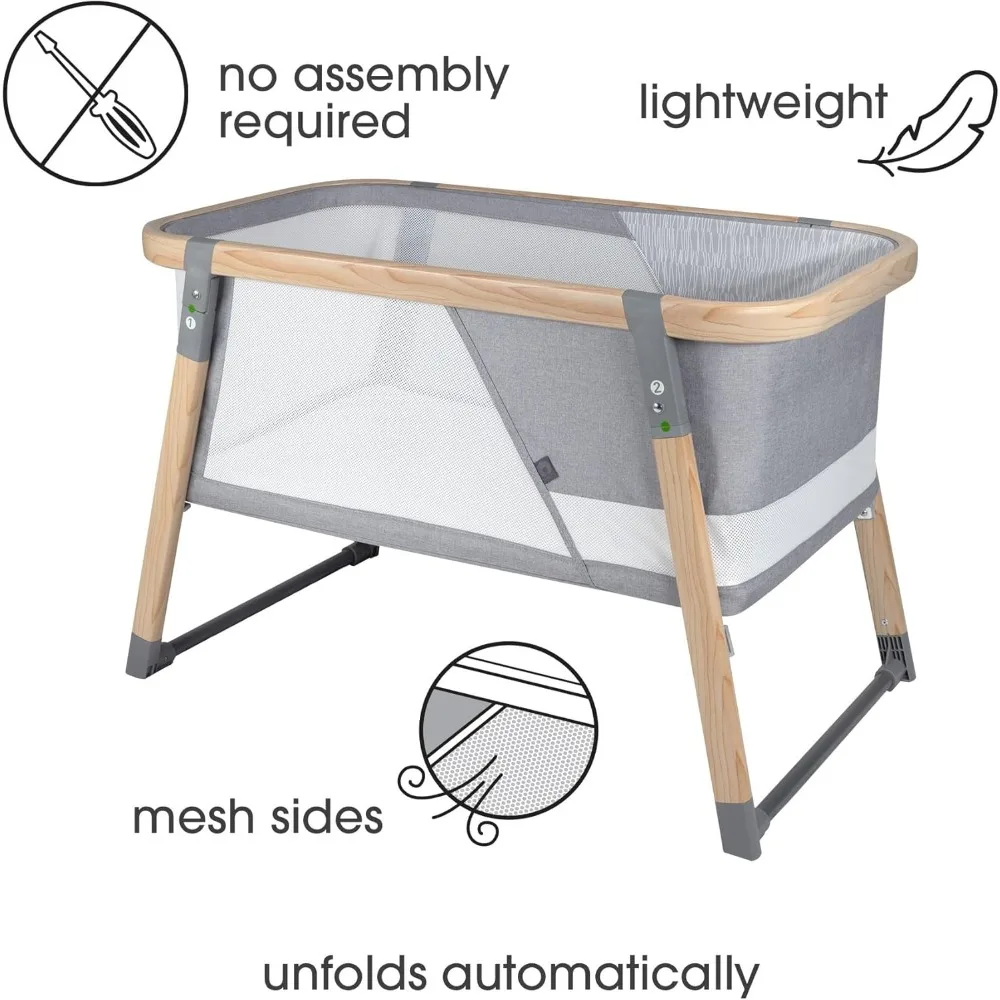 Boppy Bassinet with Wipeable Mattress Pad and Two Mattress Covers Included, Featuring Anti-tilt Anchors and Mesh Sides