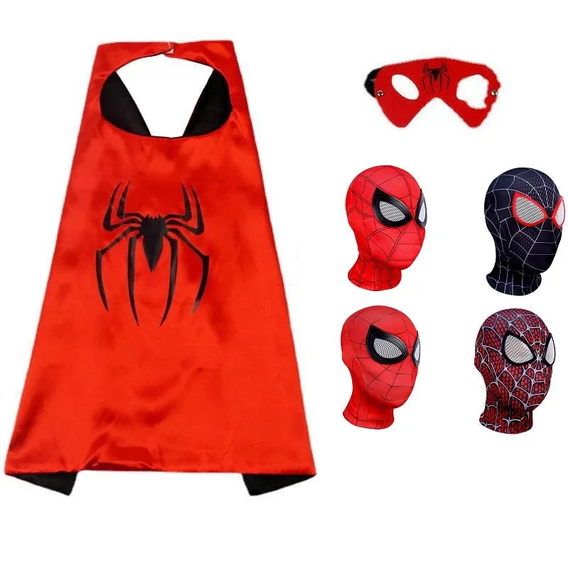 Halloween Children's Cloak Spider Cosplay Man Shield Sword Launcher Mask Cartoon Toy Anime Watch Set*.1