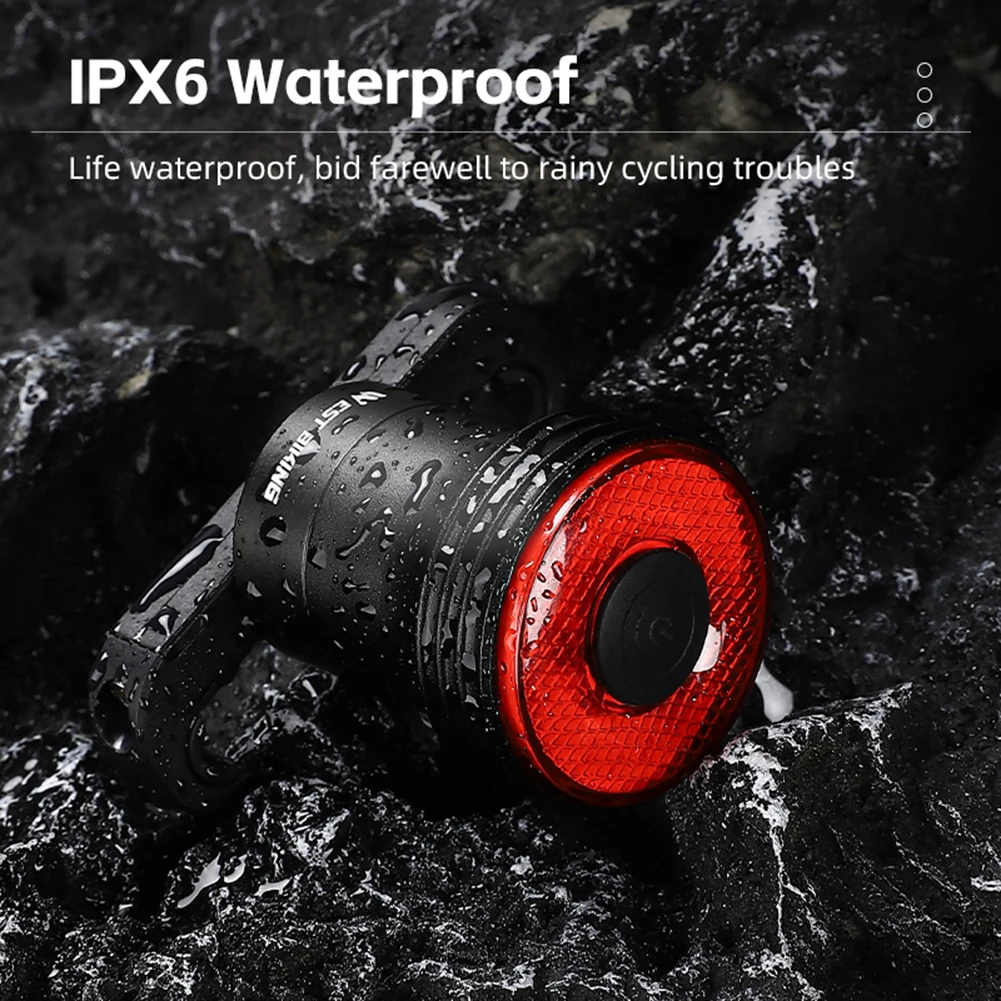 WEST BIKING Bicycle Smart Brake Rear Light LED 400mAh Warning Taillight Aluminum Alloy Type-C USB Rechargable Cycling Equipment