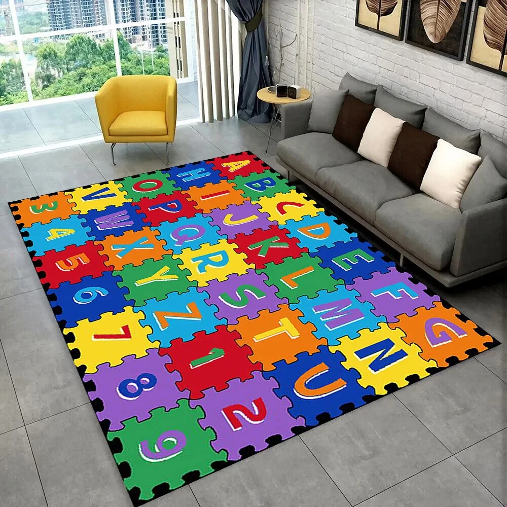 ABC Cartoon Alphabet Children Crawling Kids Playroom Early Education Area Rug,Carpet for Living Room Bedroom Sofa,Non-slip Mat